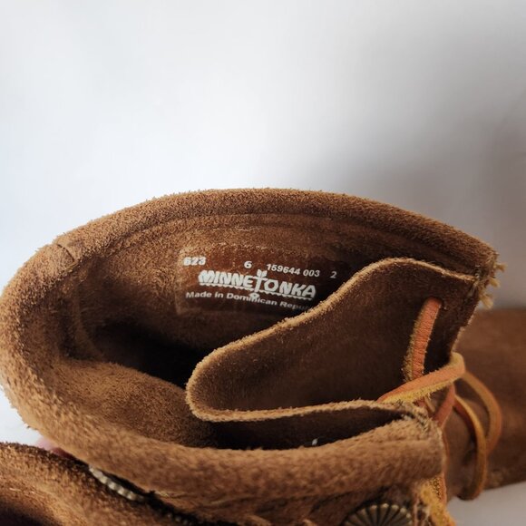 Minnetonka Double-Fringe Tie-up Mocassin Booties - Picture 5 of 5